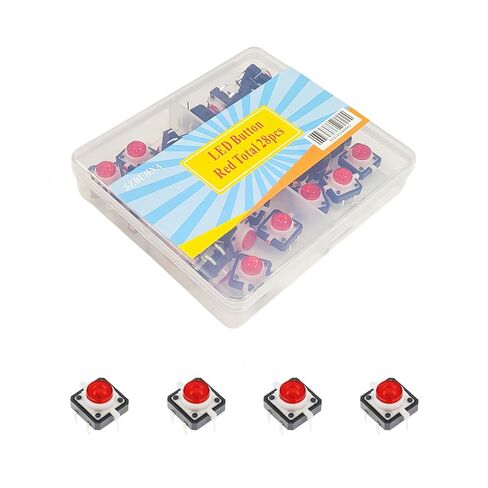 3.3V 5V Illuminated Momentary Tactile Push Button Switch with LED Light 12×12mm PCB Mount DIP 4 Colors 28pcs for Arduino/Raspberry Pi/DIY (White) in Saudi Arabia