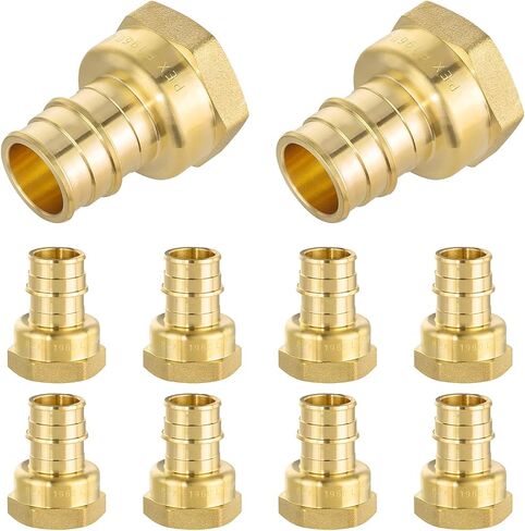 10PC HeSun 3/4" PEX-A Expansion x 3/4" Female NPT Adapter Fitting | Brass PEX-A Female Thread Adapter Coupling, ASTM F1960(PEX1960178-10) in Kuwait