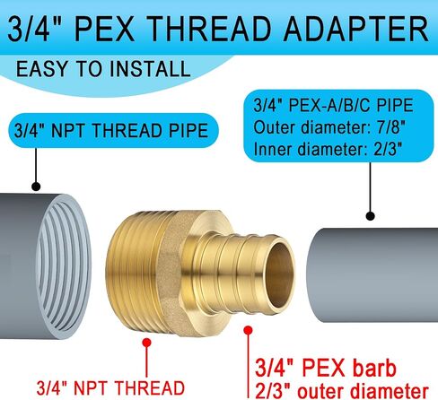 (20 Pack) Asterbacks 3/4 inch PEX to 3/4 inch NPT Male Threaded Adapter for PEX-A/B/C Pipe in Kuwait