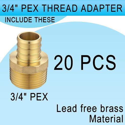 (20 Pack) Asterbacks 3/4 inch PEX to 3/4 inch NPT Male Threaded Adapter for PEX-A/B/C Pipe in Kuwait