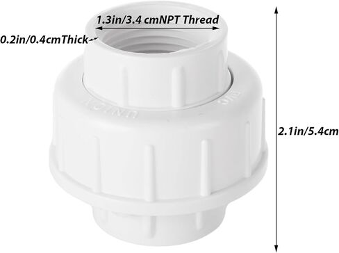 12 قطعة 1 بوصة PVC Union الخيوط البلاستيكية Union Coupling Pipe Fitting محول PVCs Slip Unions، جدول 40، EPDM O-Ring، مقبس إلى مقبس، أبيض in Kuwait