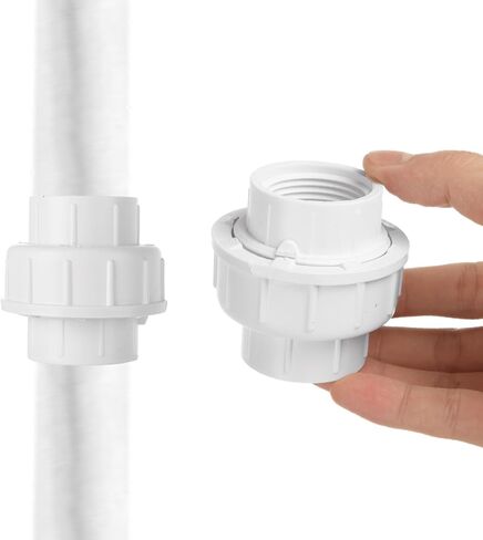 12 قطعة 1 بوصة PVC Union الخيوط البلاستيكية Union Coupling Pipe Fitting محول PVCs Slip Unions، جدول 40، EPDM O-Ring، مقبس إلى مقبس، أبيض in Kuwait