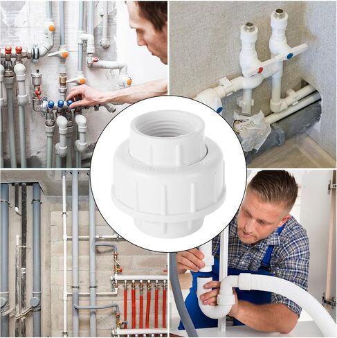 12 قطعة 1 بوصة PVC Union الخيوط البلاستيكية Union Coupling Pipe Fitting محول PVCs Slip Unions، جدول 40، EPDM O-Ring، مقبس إلى مقبس، أبيض in Kuwait