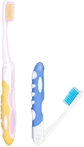 2-Pack Folding Travel Toothbrushes – Soft Bristle, Compact & Portable Toothbrush for Camping, Hiking, Business Trips & Daily Use in Kuwait