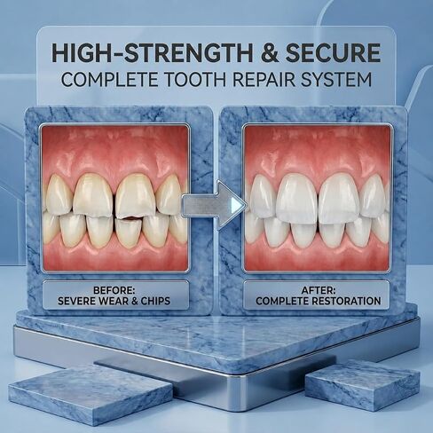 Dental Cement Kit Zinc Oxide Eugenol Tooth Repair Kit, Instant Tooth Repair, Cap, Crown & Bridge Filling, DIY, Self Curing, Sturdy & High Strength, Emergency Dental Care 1 Box (15) in Kuwait