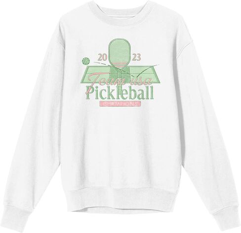 Vintage Team USA Pickleball Distressed Pickleball Court Crew Neck Long Sleeve White Unisex Adult Sweatshirt in Kuwait