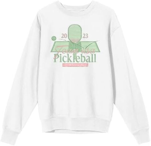 Vintage Team USA Pickleball Distressed Pickleball Court Crew Neck Long Sleeve White Unisex Adult Sweatshirt in Kuwait