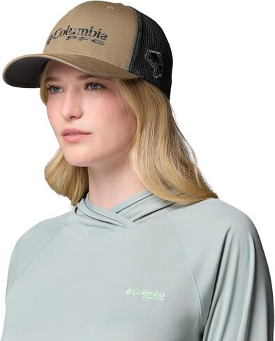 قبعة كرة شبكية بشعار PFG للجنسين من كولومبيا، Truffle/Grill/Camo/Bass، L/XL in Kuwait