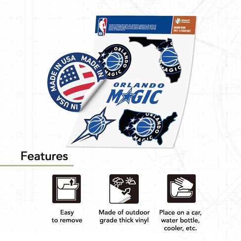 Desert Cactus Orlando Magic Sticker NBA Officially Licensed Sticker Vinyl Decal Laptop Water Bottle Car Scrapbook (Type 2-4) in Kuwait