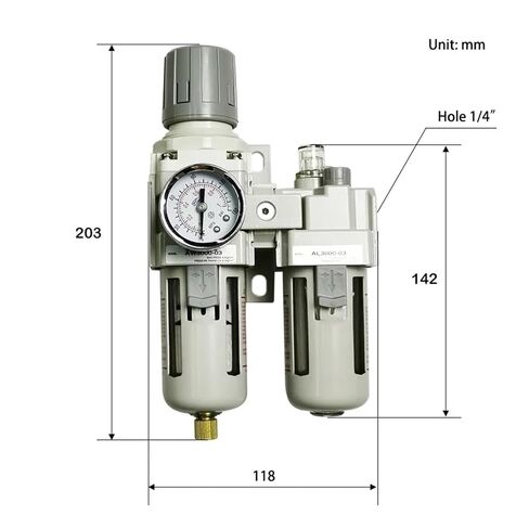 AC3010-03 Air Pump Compressor Oil Filter Pressure Regulator Steam Trap Pneumatic Water Separator Pressure Manual Drain Supply(AC3010-03 PC12-03,Copper Filter) in Kuwait