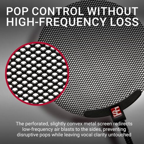 مرشح SE ELECTRONICS Pro Metal Pop للميكروفونات - مرشح ميكروفون معدني بالكامل مع رقبة معقوفة قابلة للتعديل لتحديد المواقع بدقة - ملحقات ميكروفون احترافية in Kuwait