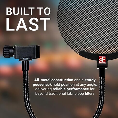 مرشح SE ELECTRONICS Pro Metal Pop للميكروفونات - مرشح ميكروفون معدني بالكامل مع رقبة معقوفة قابلة للتعديل لتحديد المواقع بدقة - ملحقات ميكروفون احترافية in Kuwait