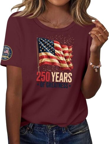 Women's 250 Years America T-Shirt Statue of Liberty USA Flag Graphic Short Sleeve Casual Tee in Kuwait