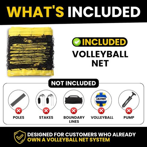 Professional Volleyball Net Replacement, Regulation 32 FT Outdoor | Volleyball Net Regulation Size 32x3FT, For Backyard, Beach, Park, Volleyball Net Replacement to Revive your Existing Set in Kuwait