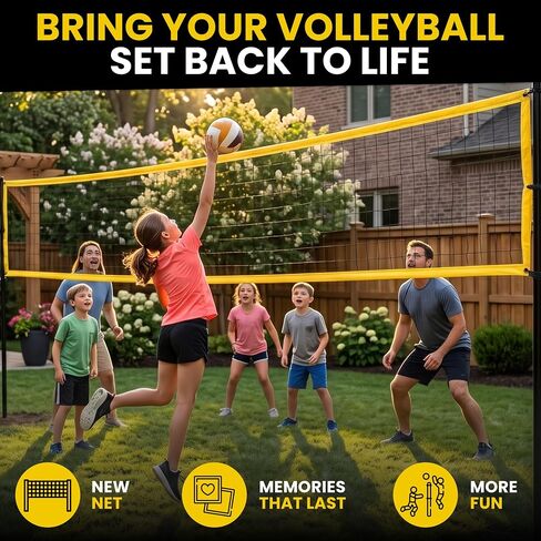 Professional Volleyball Net Replacement, Regulation 32 FT Outdoor | Volleyball Net Regulation Size 32x3FT, For Backyard, Beach, Park, Volleyball Net Replacement to Revive your Existing Set in Kuwait