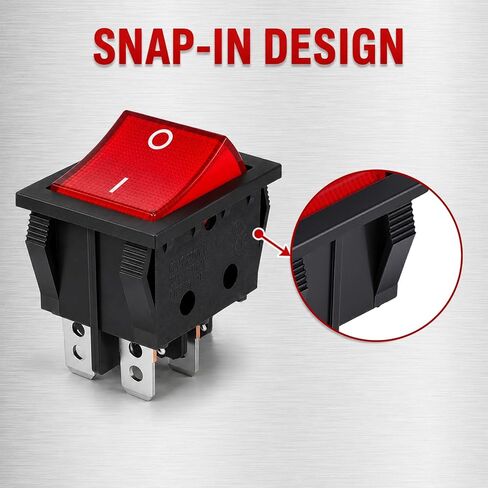 30A 250V KCD4 مفتاح هزاز أحمر مضاء، مفتاح هزاز DPDT 4 دبوس للخدمة الشاقة 120 فولت DPST Rocker Toggle مفاتيح تشغيل وإيقاف للأجهزة المنزلية للقارب والسيارات، قطعتان in Kuwait