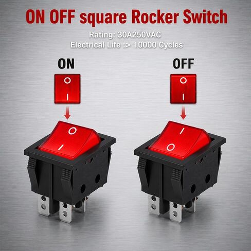 30A 250V KCD4 مفتاح هزاز أحمر مضاء، مفتاح هزاز DPDT 4 دبوس للخدمة الشاقة 120 فولت DPST Rocker Toggle مفاتيح تشغيل وإيقاف للأجهزة المنزلية للقارب والسيارات، قطعتان in Kuwait