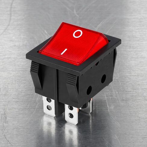 30A 250V KCD4 مفتاح هزاز أحمر مضاء، مفتاح هزاز DPDT 4 دبوس للخدمة الشاقة 120 فولت DPST Rocker Toggle مفاتيح تشغيل وإيقاف للأجهزة المنزلية للقارب والسيارات، قطعتان in Kuwait