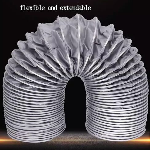 4 Inch Grey Duct Hose Flexible Ducting Hose Flame Retardant Smoke Exhaust Hose HVAC Ventilation Duct High Temperature Resistance(L 8m(26ft),300mm(12")) in Kuwait