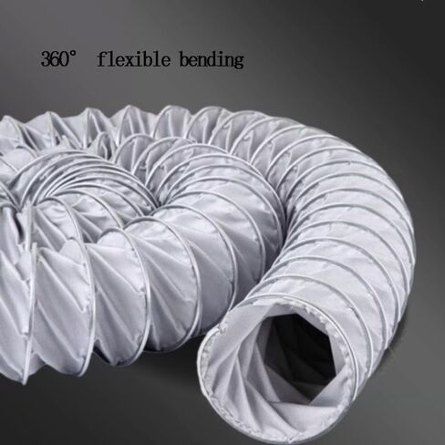 4 Inch Grey Duct Hose Flexible Ducting Hose Flame Retardant Smoke Exhaust Hose HVAC Ventilation Duct High Temperature Resistance(L 8m(26ft),300mm(12")) in Kuwait
