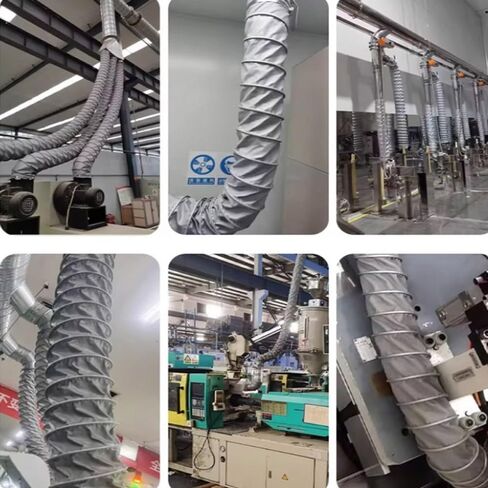 4 Inch Grey Duct Hose Flexible Ducting Hose Flame Retardant Smoke Exhaust Hose HVAC Ventilation Duct High Temperature Resistance(L 8m(26ft),300mm(12")) in Kuwait