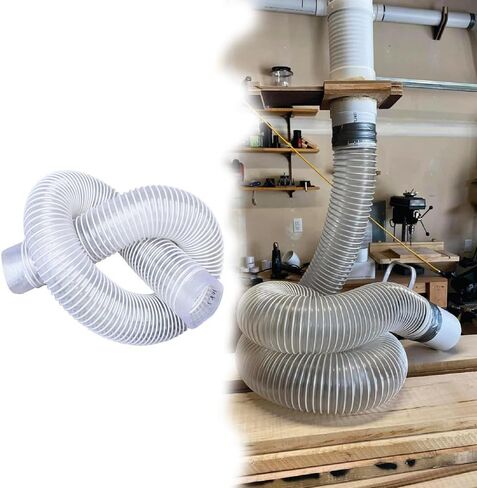 خرطوم تجميع الغبار PVC 2 بوصة 4 بوصة 6 بوصة 8 بوصة 10 بوصة 12 بوصة، خرطوم غبار مقاوم للثقب، خرطوم مكنسة كهربائية مرن وشفاف لمتجر تجميع الغبار لمنشار الطاولة (2 متر/6.56 قدم، 130 مم - 5 بوصات) in Kuwait