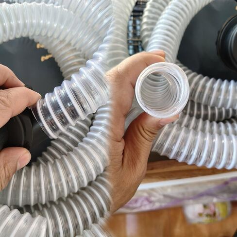 خرطوم تجميع الغبار PVC 2 بوصة 4 بوصة 6 بوصة 8 بوصة 10 بوصة 12 بوصة، خرطوم غبار مقاوم للثقب، خرطوم مكنسة كهربائية مرن وشفاف لمتجر تجميع الغبار لمنشار الطاولة (2 متر/6.56 قدم، 130 مم - 5 بوصات) in Kuwait