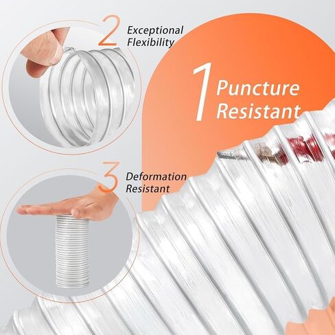 خرطوم تجميع الغبار PVC 2 بوصة 4 بوصة 6 بوصة 8 بوصة 10 بوصة 12 بوصة، خرطوم غبار مقاوم للثقب، خرطوم مكنسة كهربائية مرن وشفاف لمتجر تجميع الغبار لمنشار الطاولة (2 متر/6.56 قدم، 130 مم - 5 بوصات) in Kuwait