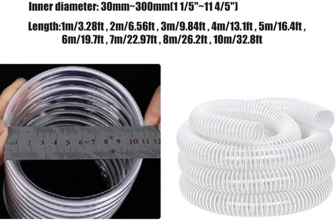 خرطوم تجميع الغبار PVC 2 بوصة 4 بوصة 6 بوصة 8 بوصة 10 بوصة 12 بوصة، خرطوم غبار مقاوم للثقب، خرطوم مكنسة كهربائية مرن وشفاف لمتجر تجميع الغبار لمنشار الطاولة (2 متر/6.56 قدم، 130 مم - 5 بوصات) in Kuwait