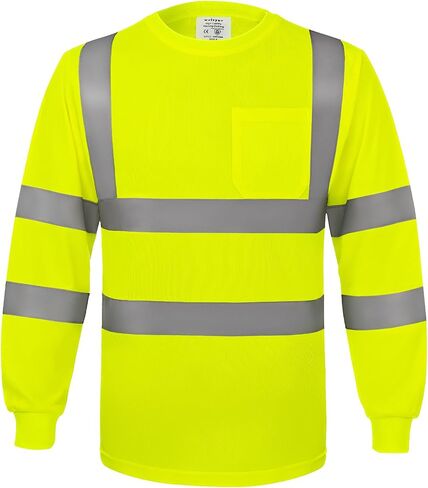 wefeyuv Class 3 High Vis Reflective Long Sleeve Breathable Safety Shirt | Breathable T Shirt for Work Warehouse Construction in Saudi Arabia