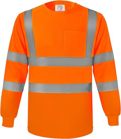 wefeyuv Class 3 High Vis Reflective Long Sleeve Breathable Safety Shirt | Breathable T Shirt for Work Warehouse Construction in Kuwait