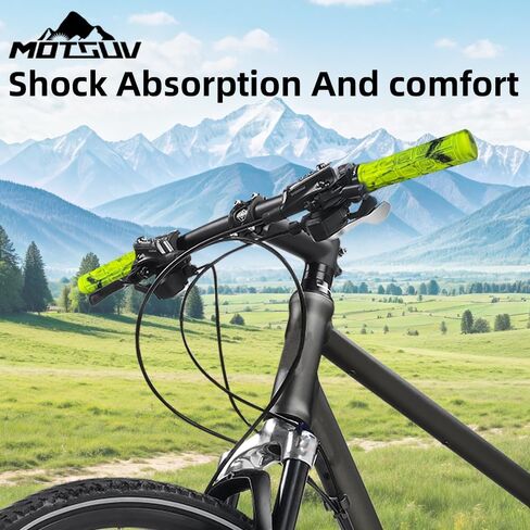 مقابض الدراجة الجبلية مع قفل واحد للمقود، ومقابض MTB لسيارات BMX، والدراجات الإلكترونية، والسكوتر، وطرادات الشاطئ ومقود الدراجات لمعظم البالغين، مضادة للانزلاق ومريحة (مموهة باللون الأصفر والأسود) in Kuwait