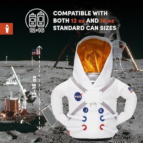 سترة Puffin The Space Suit - مبرد علب معزول لعلب 12 أونصة و16 أونصة وزجاجات البيرة والصودا، يحافظ على المشروبات باردة in Kuwait