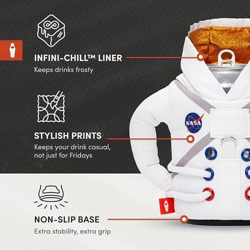 سترة Puffin The Space Suit - مبرد علب معزول لعلب 12 أونصة و16 أونصة وزجاجات البيرة والصودا، يحافظ على المشروبات باردة in Kuwait