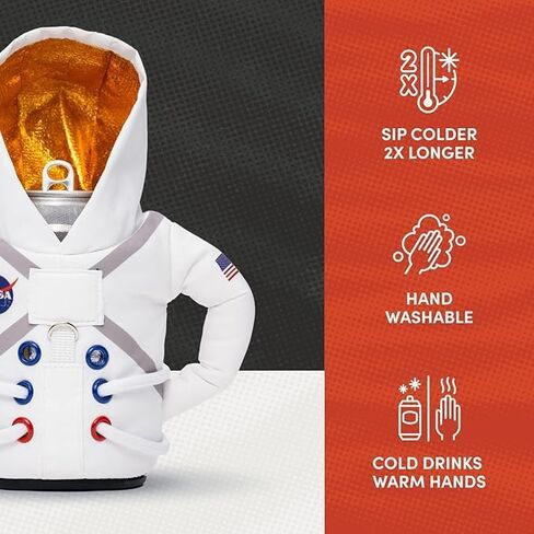 سترة Puffin The Space Suit - مبرد علب معزول لعلب 12 أونصة و16 أونصة وزجاجات البيرة والصودا، يحافظ على المشروبات باردة in Kuwait