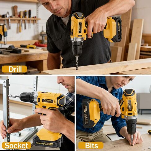 Sundpey 267-Piece Tool Kit with Drill - Basic General Home Complete Repair Portable Tool Set with 21V Cordless Drill & 2.0Ah Battery & Charger in Drawer Storage Toolbox for Apartment Office Garage in Saudi Arabia