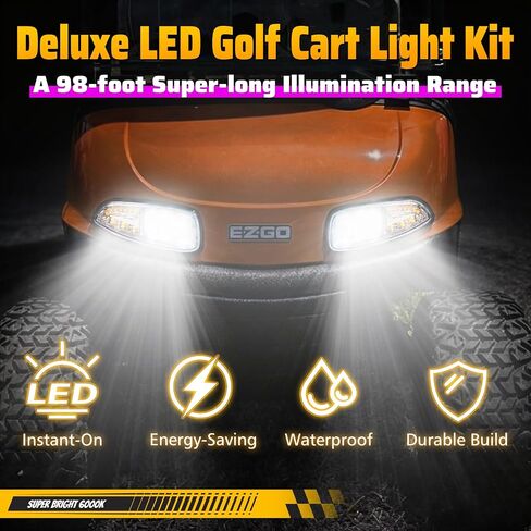 Deluxe EZGO RXV 2016-UP LED Headlight Tail Light Kit, Golf Cart Street Legal Light Kit with Turn Signal Kit Horn Brake Pad Wire Harness,12V Headlight Taillight Kit for Gas&Electric in Kuwait