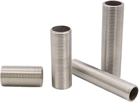 1/8 "1/4" 3/8 1/2 "3/4" 1 "BSPP ذكر الموضوع 304 الفولاذ المقاوم للصدأ كامل الموضوع الحلمة وصلة أنابيب موصل مقرنة (طول 200 مللي متر ، 3/8") تركيبات سباكة in Kuwait