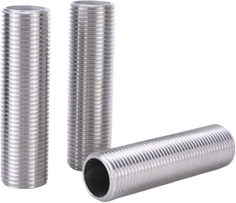 1/8 "1/4" 3/8 1/2 "3/4" 1 "BSPP ذكر الموضوع 304 الفولاذ المقاوم للصدأ كامل الموضوع الحلمة وصلة أنابيب موصل مقرنة (طول 200 مللي متر ، 3/8") تركيبات سباكة in Kuwait