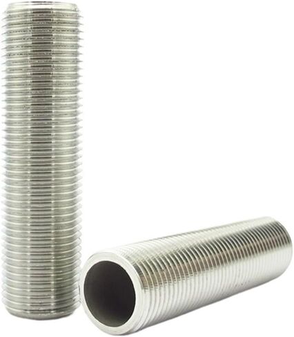 1/8 "1/4" 3/8 1/2 "3/4" 1 "BSPP ذكر الموضوع 304 الفولاذ المقاوم للصدأ كامل الموضوع الحلمة وصلة أنابيب موصل مقرنة (طول 200 مللي متر ، 3/8") تركيبات سباكة in Kuwait