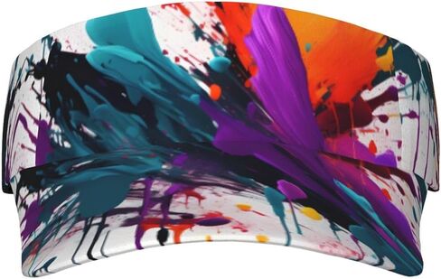 Paint Splatter Print Foldable Sun Visor Hat Lightweight Adjustable Sun Visor Hat Outdoor Sports Cap for Adults Black in Kuwait