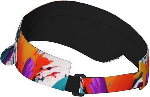Paint Splatter Print Foldable Sun Visor Hat Lightweight Adjustable Sun Visor Hat Outdoor Sports Cap for Adults Black in Kuwait