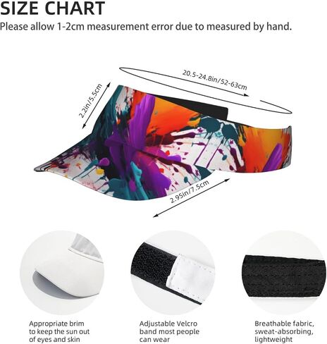 Paint Splatter Print Foldable Sun Visor Hat Lightweight Adjustable Sun Visor Hat Outdoor Sports Cap for Adults Black in Kuwait