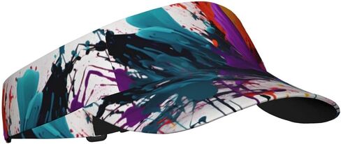 Paint Splatter Print Foldable Sun Visor Hat Lightweight Adjustable Sun Visor Hat Outdoor Sports Cap for Adults Black in Kuwait