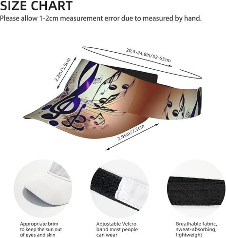 Purple Music Notes Print Foldable Sun Visor Hat Lightweight Adjustable Sun Visor Hat Outdoor Sports Cap for Adults in Kuwait