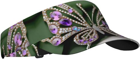 Rhinestone Butterfly Print Foldable Sun Visor Hat Lightweight Adjustable Sun Visor Hat Outdoor Sports Cap for Adults Black in Kuwait
