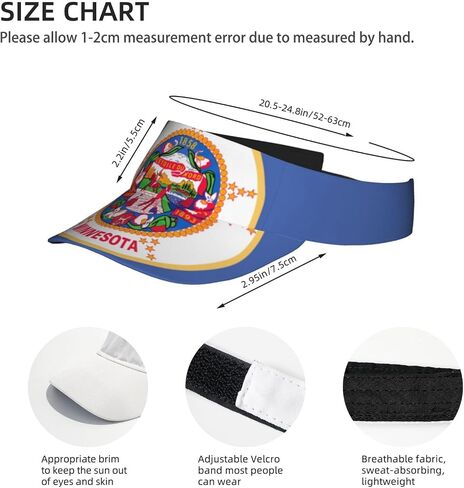Minnesota State Flag Print Foldable Sun Visor Hat Lightweight Adjustable Sun Visor Hat Outdoor Sports Cap for Adults Black in Kuwait