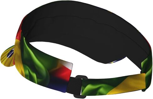 American and Brazilian Flags Print Foldable Sun Visor Hat Lightweight Adjustable Sun Visor Hat Outdoor Sports Cap for Adults Black in Kuwait