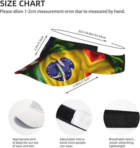 American and Brazilian Flags Print Foldable Sun Visor Hat Lightweight Adjustable Sun Visor Hat Outdoor Sports Cap for Adults Black in Kuwait