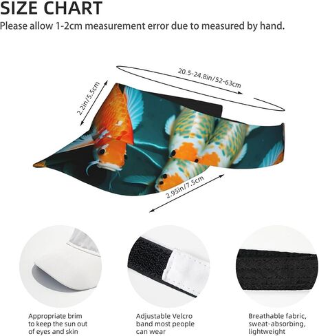 HD Koi Fish Print قبعة واقية من الشمس قابلة للطي وخفيفة الوزن وقابلة للتعديل قبعة واقية من الشمس قبعة رياضية خارجية للبالغين باللون الأسود in Kuwait